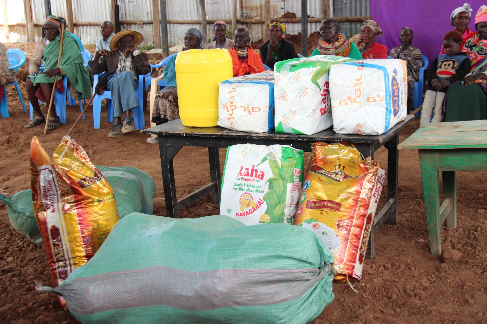 Elderly woman receiving food donation